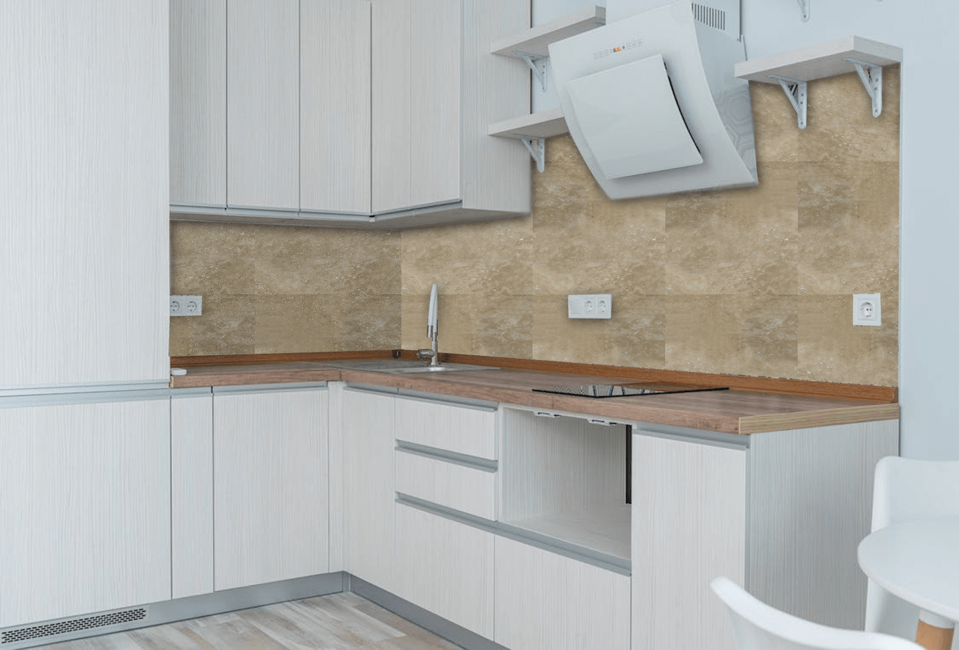 Lydia kremna Travertine Tile Backsplash is a Rustic Yet Low-Maintenance Complement to any Kitchen