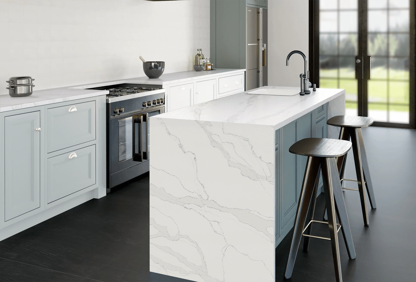 veined marble - kitchen ideas