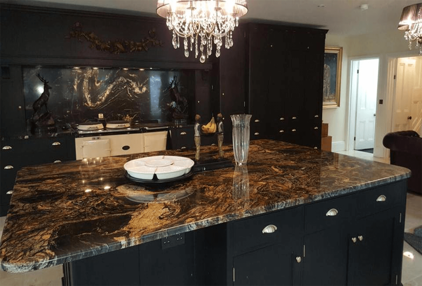 gold and black worktops