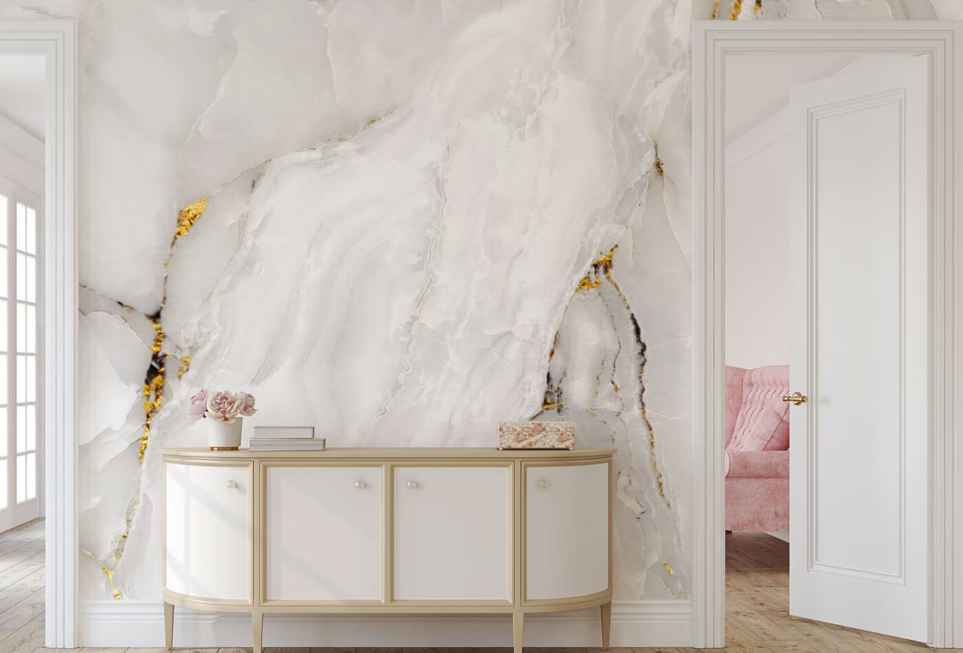 White And Gold Interior Design With These Fascinating Natural Stones