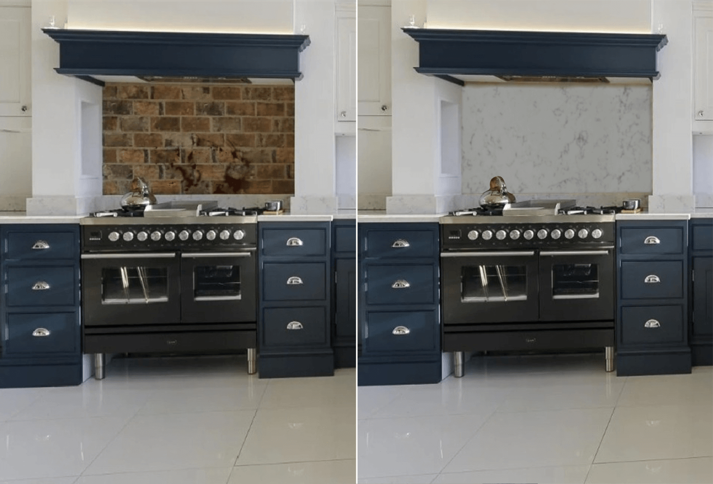With and without backsplash