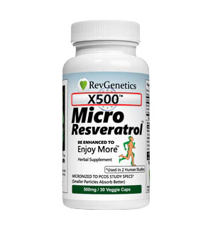 MicroResveratrol™ 500mg - Pure Trans-Resveratrol *Meets The Same MicroResveratrol™ (Micronized Resveratrol) PCOS Study Standards We Helped Sponsor (Trans-Resveratrol) Pure resveratrol activates SIRT1, SIRT2, SIRT4, SIRT5, Fox01, P53, and many other longevity genes. This is Pure Resveratrol in Vegetarian Capsules For Best Absorption. We make it available for overall health with the same amount per capsule and purity provided to the scientists performing human studies. As a dietary supplement, we do not make any medical claims.