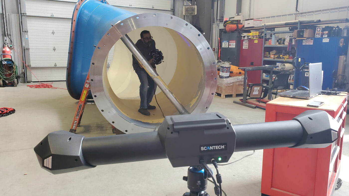 3D scanning a draft tube