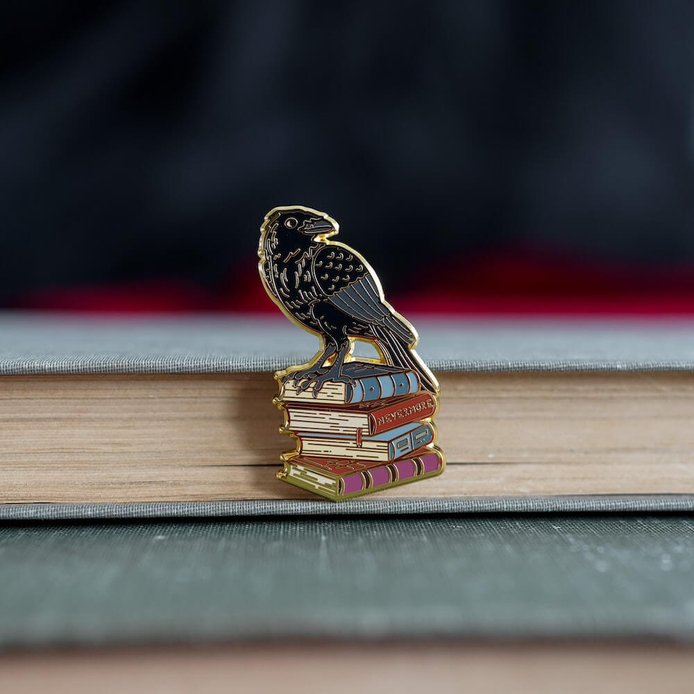 The Raven Edgar Allan Poe gothic enamel pin sold by LitJoy