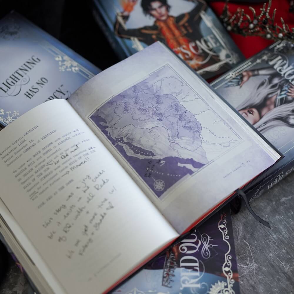 Victoria Aveyard handwritten annotations in The Red Queen Special Edition Box Set sold by LitJoy Crate