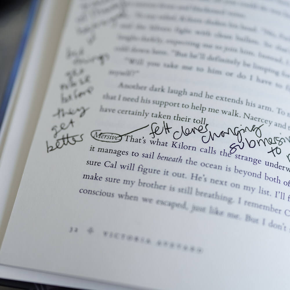 Annotations by Victoria Aveyard in LitJoy's Red Queen Special Edition Box Set