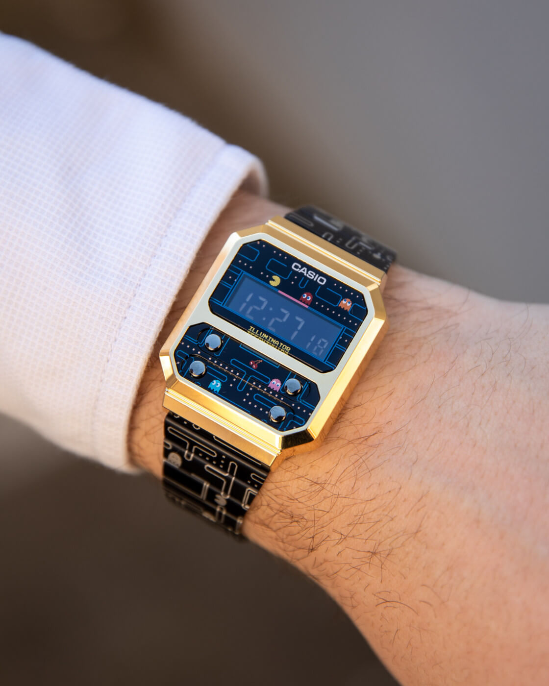 Pacman Casio watch on wrist