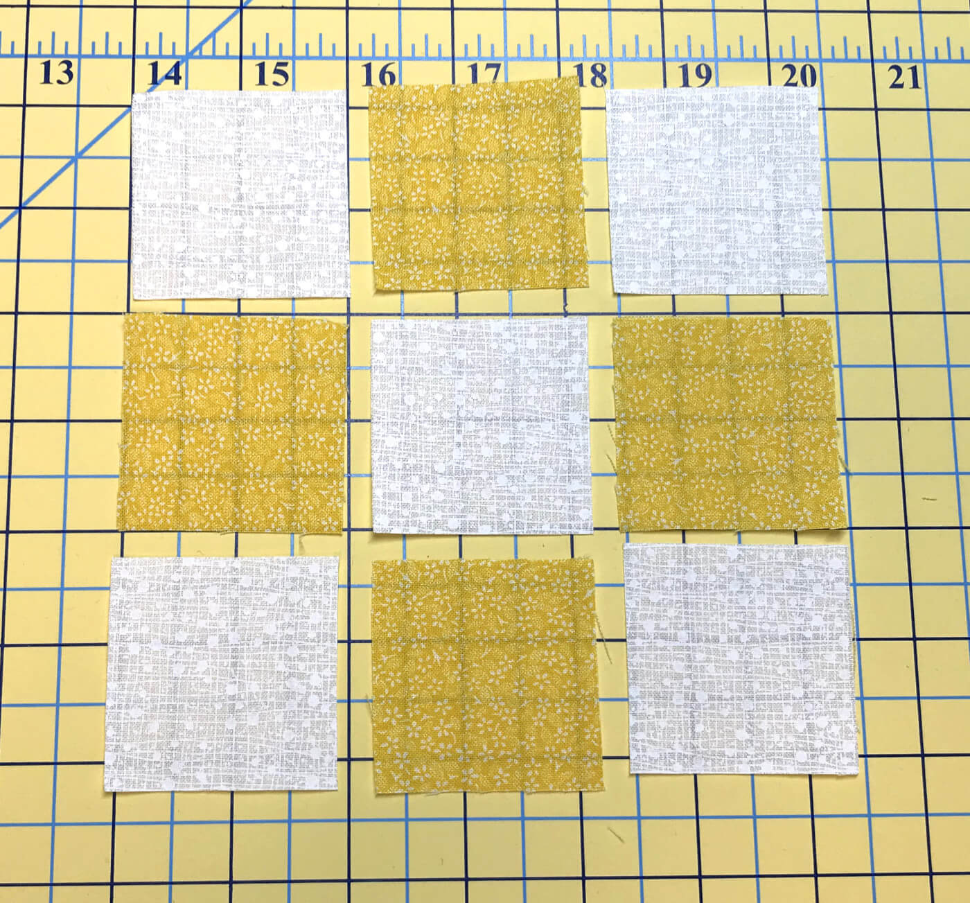 nine patch block ready for piecing