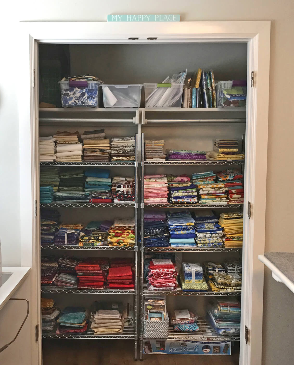 Sewing Closet with Doors Removed for more space