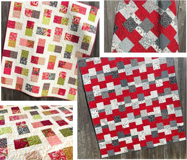 collage made of Hidden Charms and Stair Steppin digital quilt patterns
