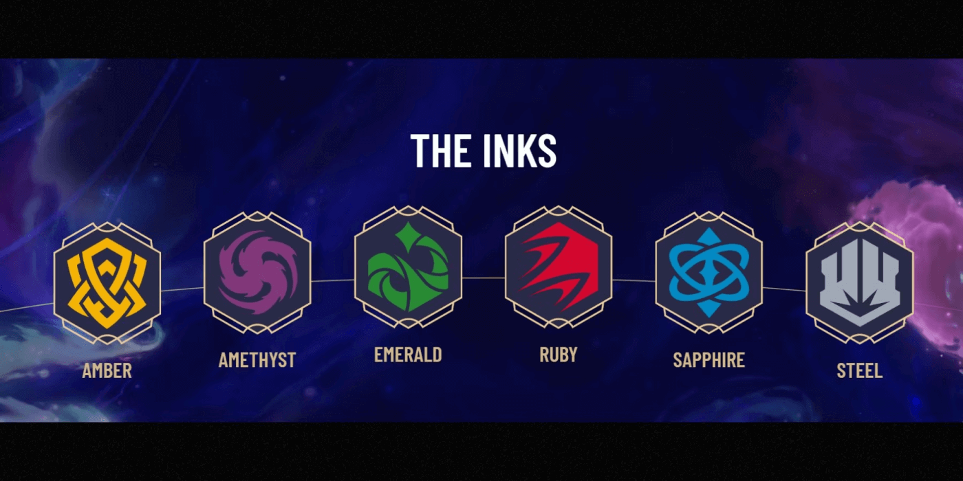 The six ink colors of Disney Lorcana.