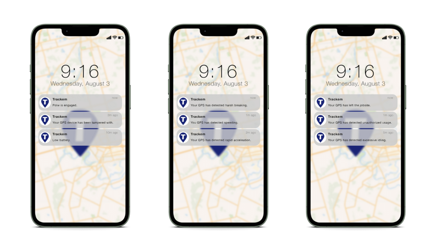 iPhones showing Trackem notifications
