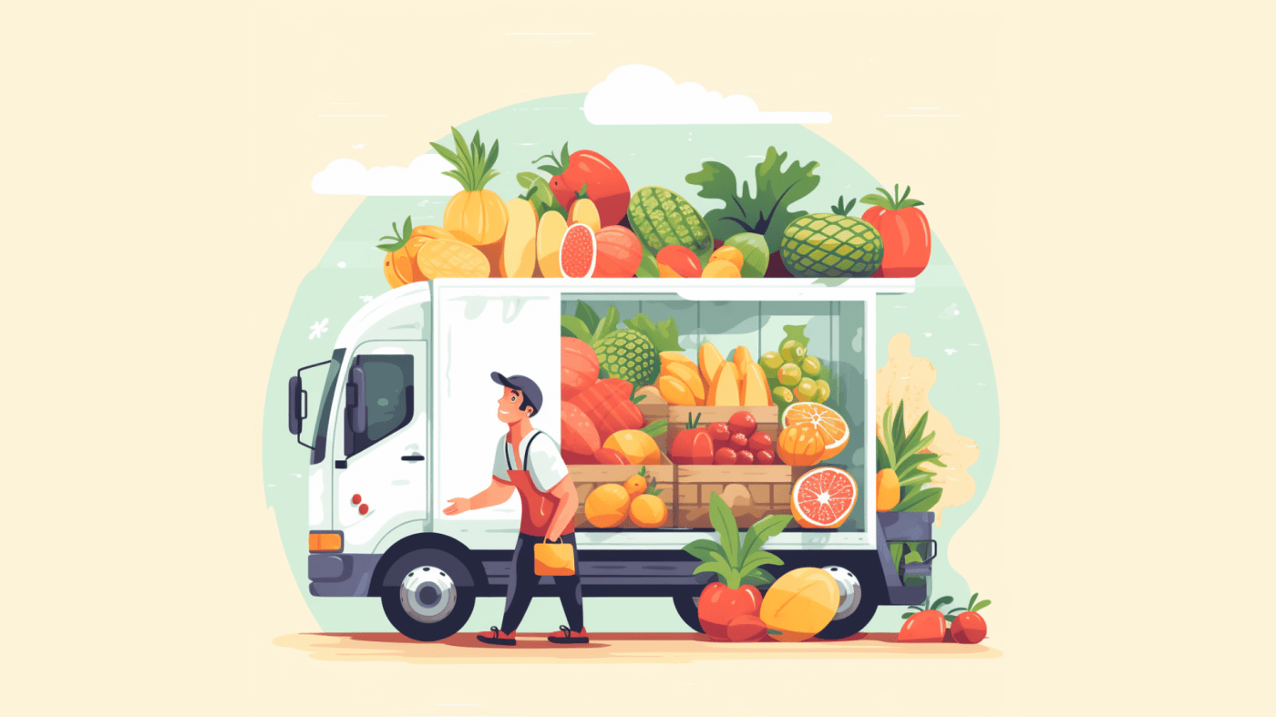 Produce delivery man with reefer truck enjoying the benefits of BLE temperature sensor.