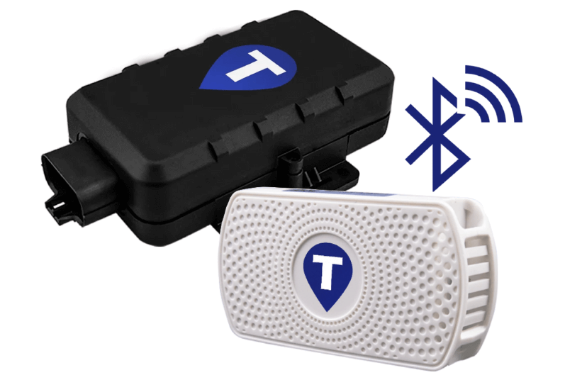 Trackem Rugged GPS Tracker alongside it's BLE Temperature Sensor accessory device.