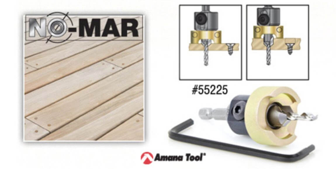 Amana Tool 55225 Carbide Tipped Countersink with No Burning and No Marring Adjustable Depth Stop with No-Thrust BB