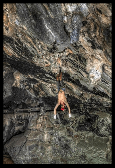 Carlos Ramos enjoying a bat-hang at Tecolote Cave