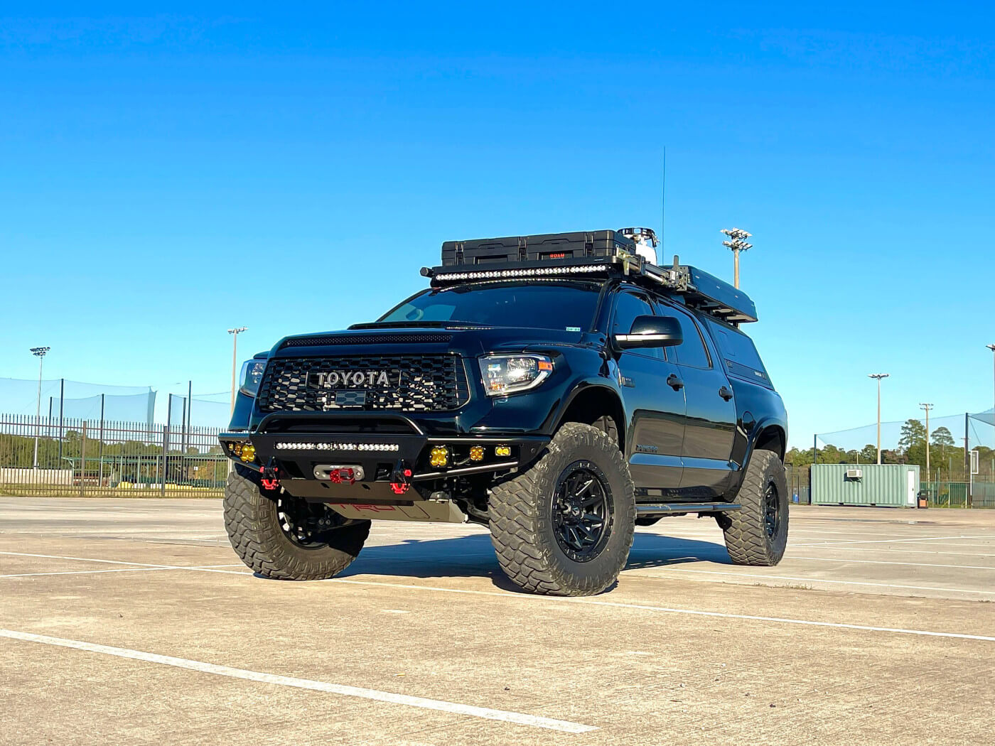Black Toyota Tundra with aftermarket offroad parts