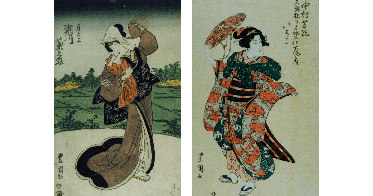 Ukiyoe ladies using furoshiki