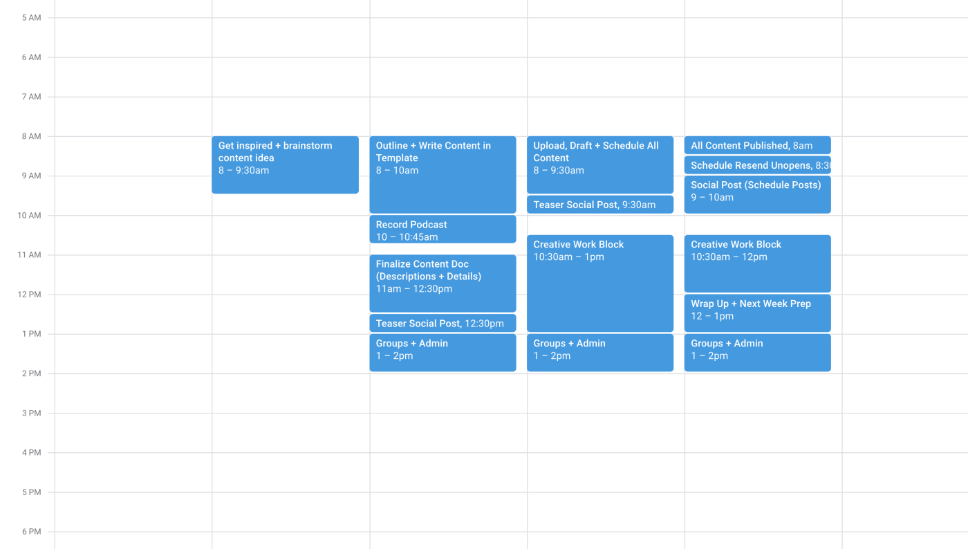 Ideal Weekly Schedule