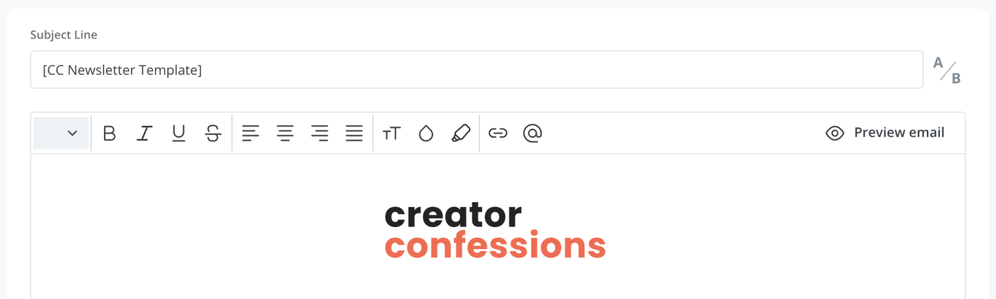 creator confessions newsletter header